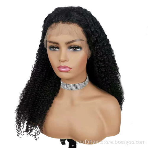 10A Top Quality Cuticle Aligned Virgin Mongolian Kinky Curly Hair Wig Wholesale Price Full 13*4 HD Frontal Human Hair Lace Wig
